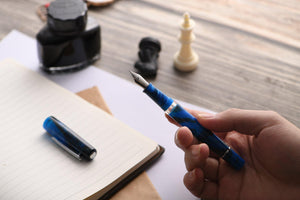 Narwhal Fountain Pen - Schuylkill Marlin Blue + Leather Pen Sleeve-Galen Leather