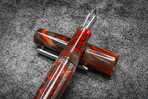Narwhal Fountain Pen - Schuylkill Rockfish Red + Leather Pen Sleeve-Galen Leather