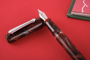 Narwhal Fountain Pen - Schuylkill Rockfish Red + Leather Pen Sleeve-Galen Leather