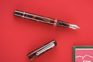 Narwhal Fountain Pen - Schuylkill Rockfish Red + Leather Pen Sleeve-Galen Leather