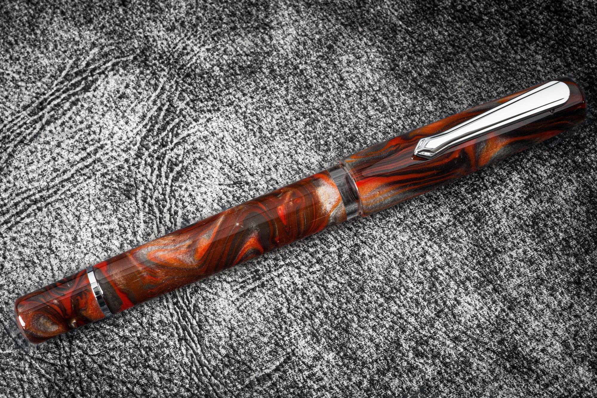 Narwhal Fountain Pen - Schuylkill Rockfish Red + Leather Pen Sleeve-Galen Leather