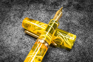 Narwhal Fountain Pen - Yellow Tang + Leather Pen Sleeve-Galen Leather