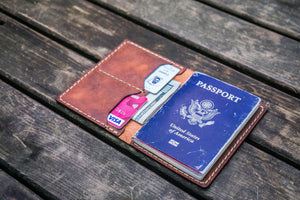 No.06 Leather Passport Holder - Crazy Horse Orange-Galen Leather