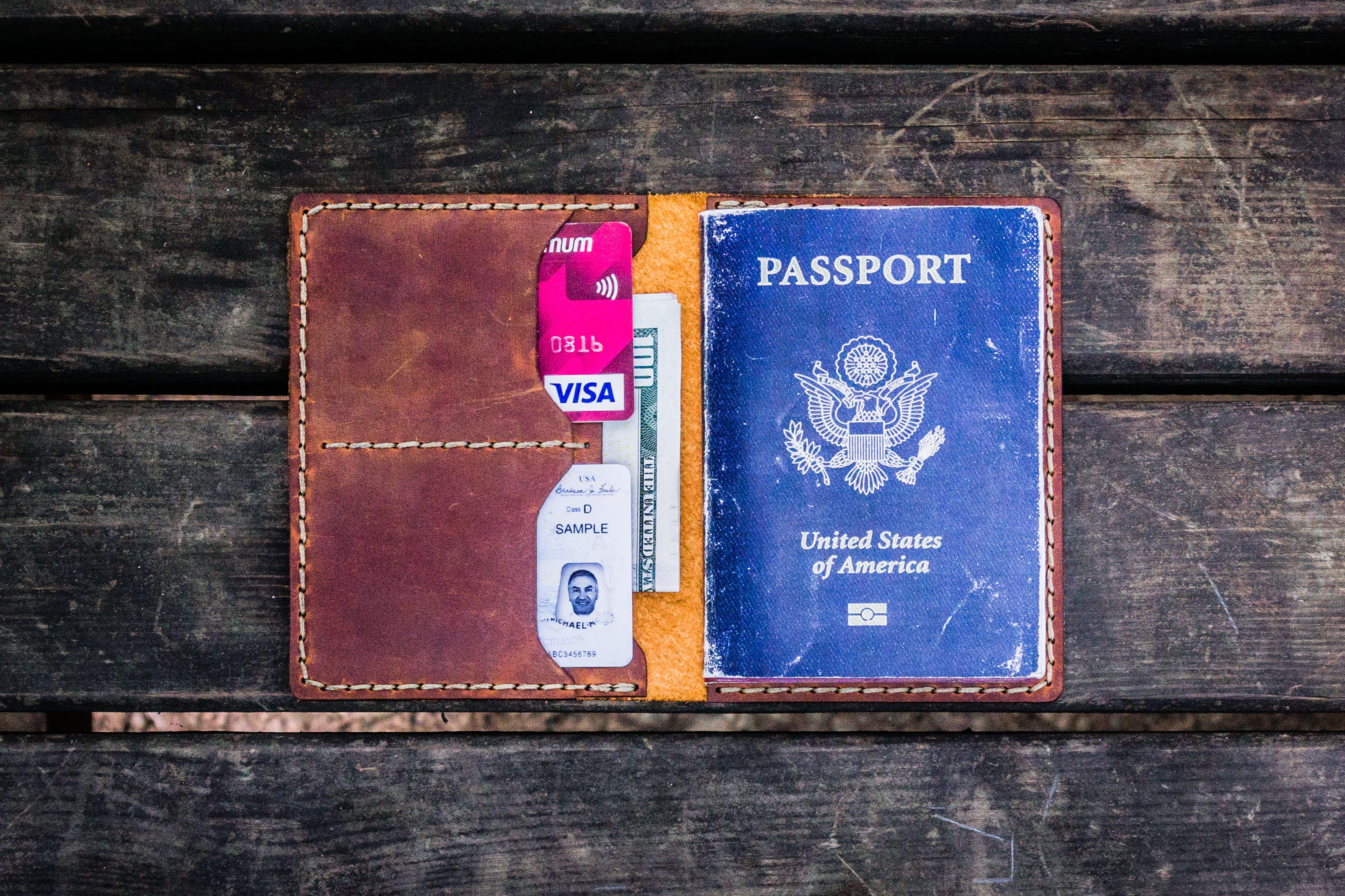 No.06 Hand-Stitched Leather Passport Wallet - Crazy Horse Tan