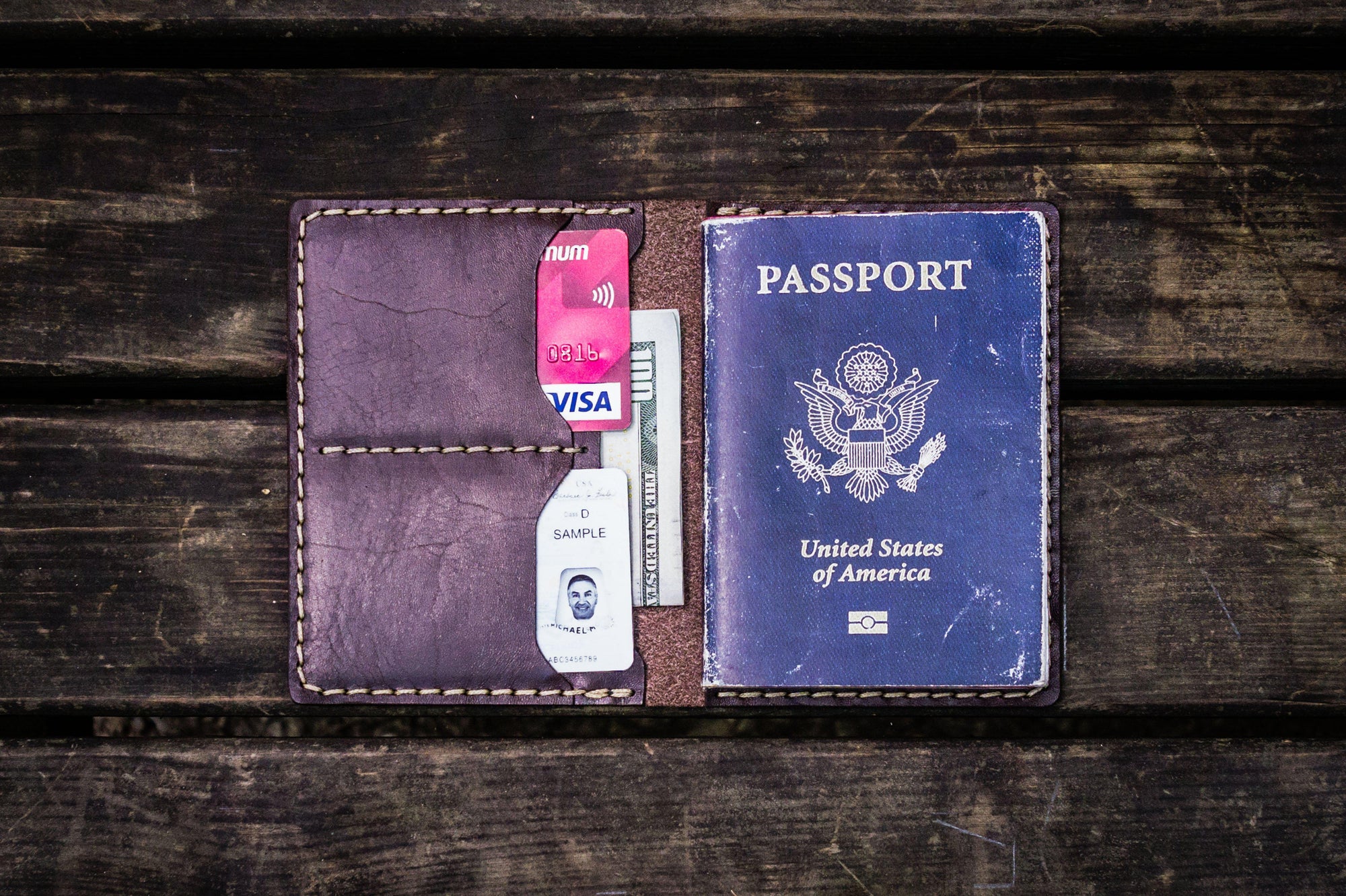 No.06 Leather Passport Holder - Dark Brown-Galen Leather