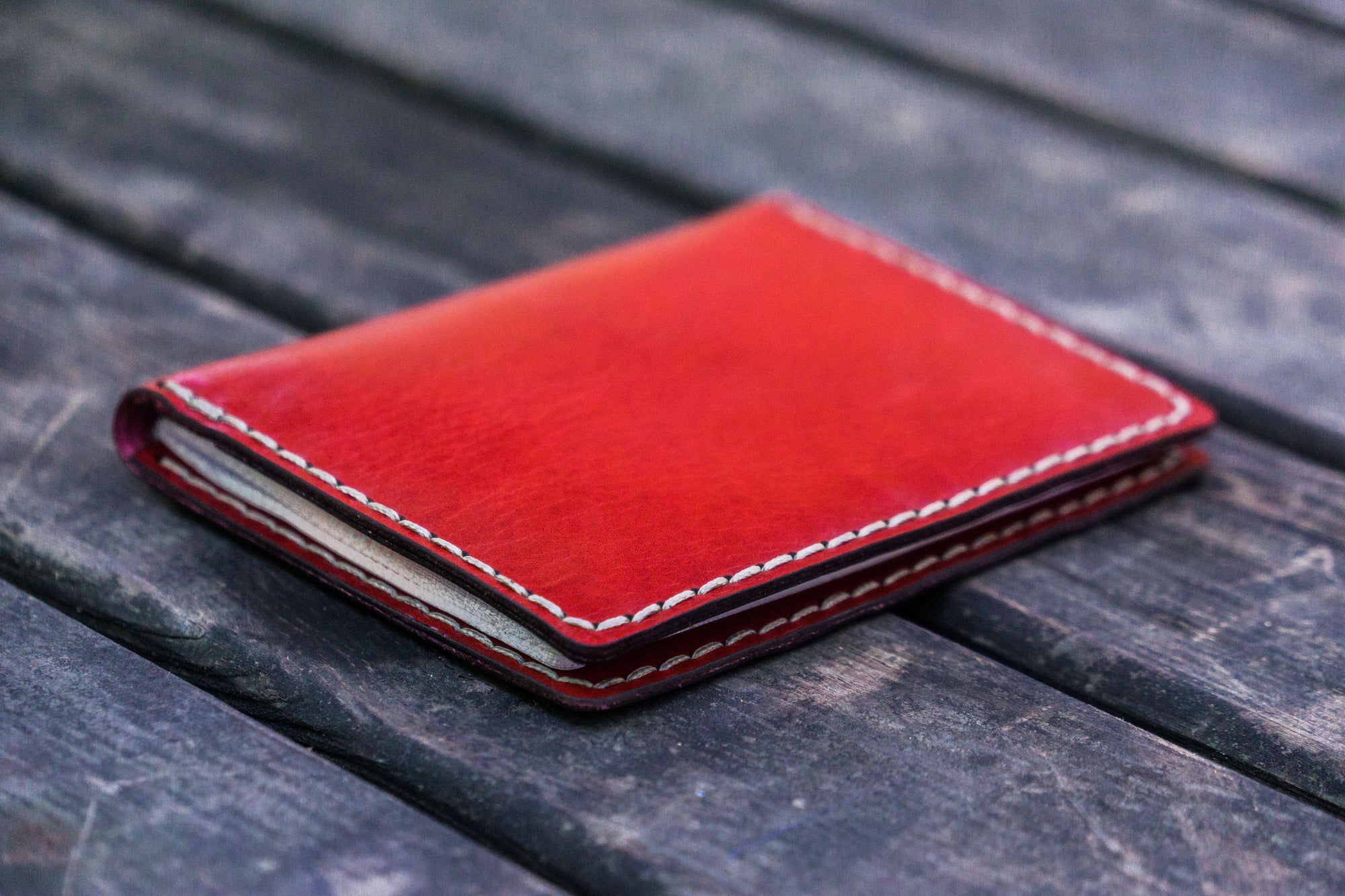 No.06 Hand-Stitched Leather Passport Wallet - Red - Galen Leather