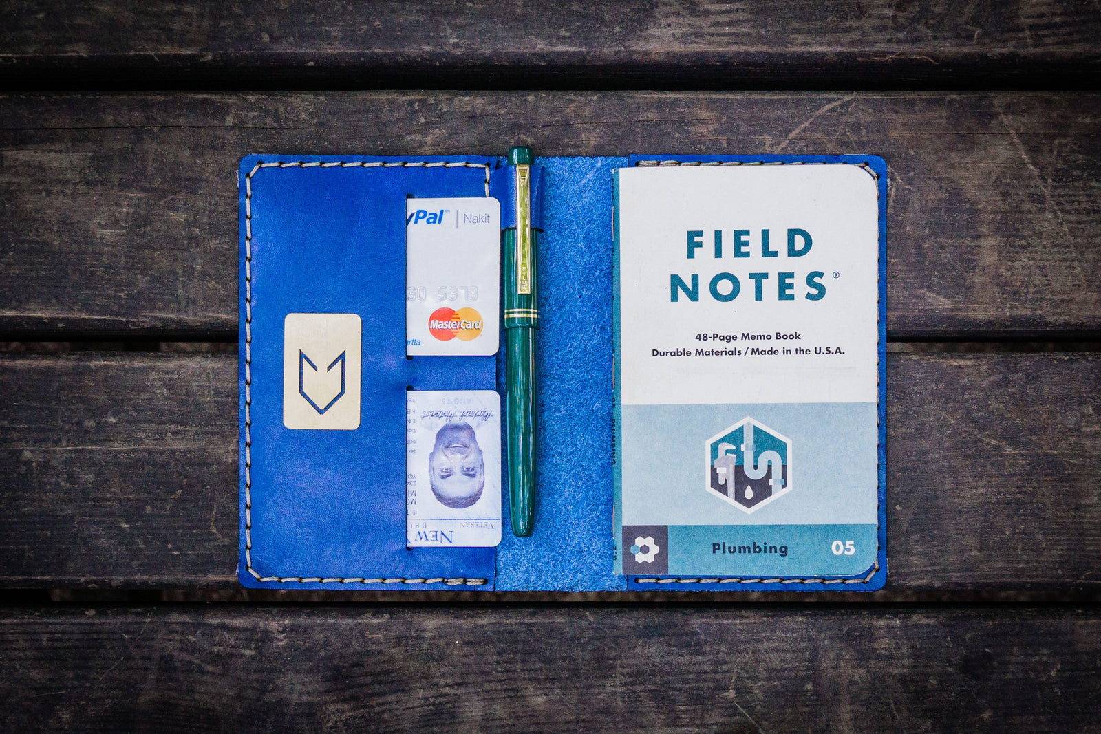 No.33 Personalized Leather Field Notes Cover - Blue-Galen Leather