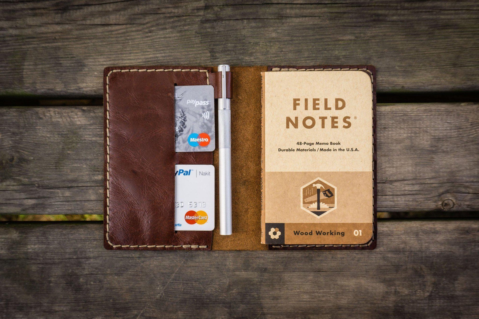 No.33 Personalized Leather Field Notes Cover - Brown-Galen Leather