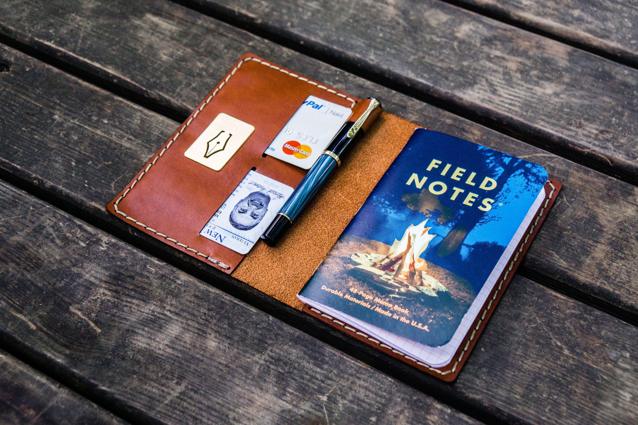 No.33 Personalized Leather Field Notes Cover - Brown - Galen Leather
