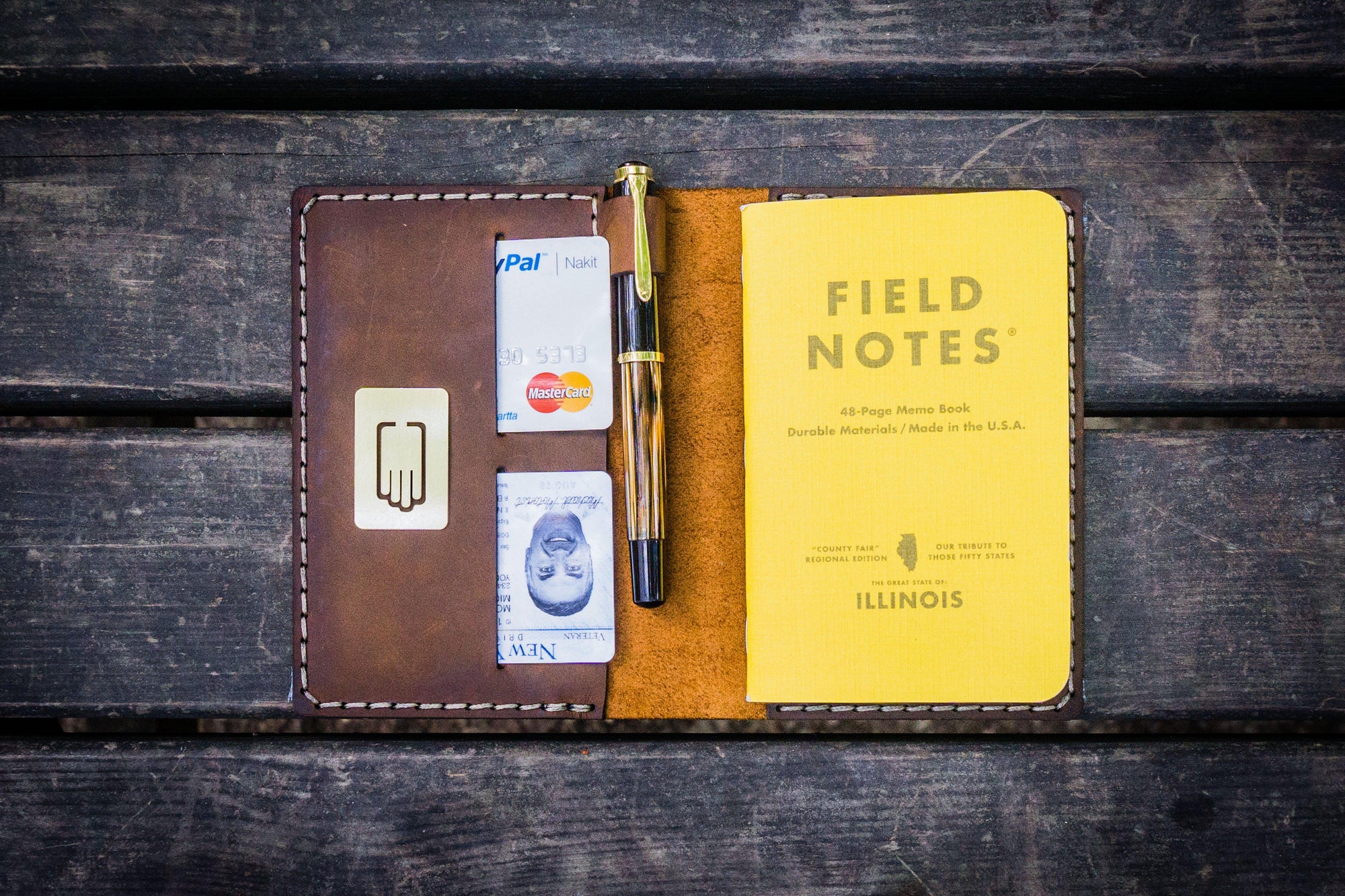 No.33 Personalized Leather Field Notes Cover - Crazy Horse Brown-Galen Leather