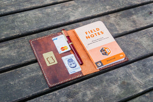 No.33 Personalized Leather Field Notes Cover - Crazy Horse Orange-Galen Leather