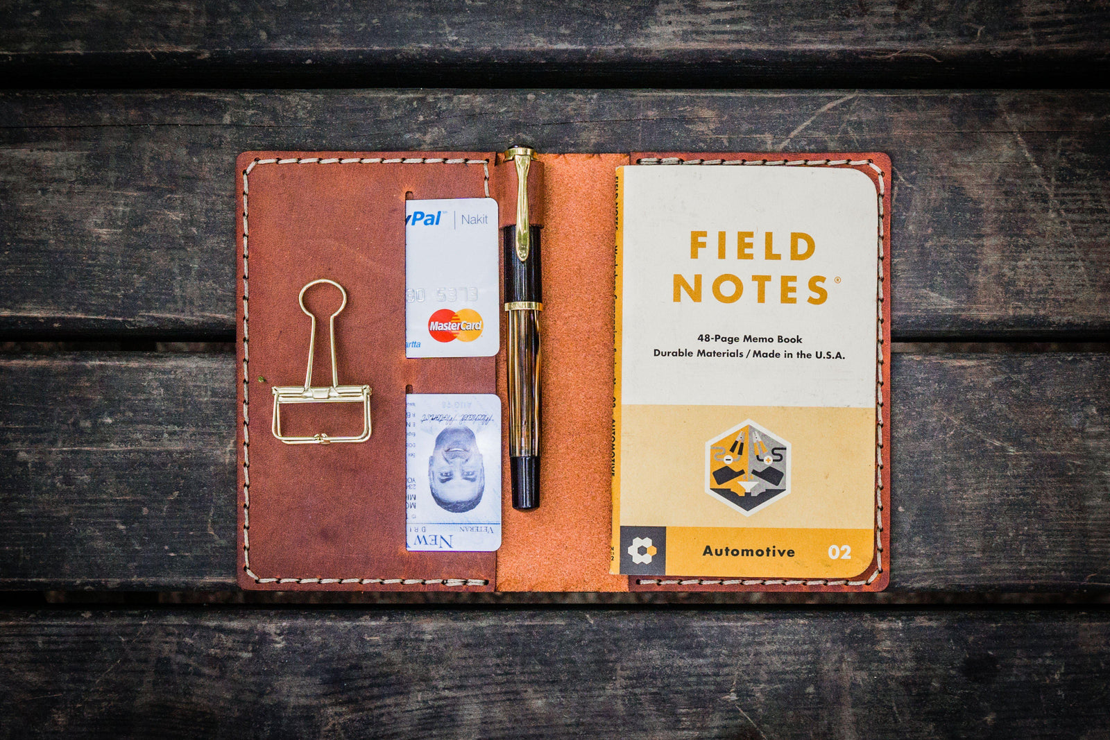 No.33 Personalized Leather Field Notes Cover - Crazy Horse Tan-Galen Leather