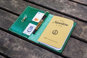 No.33 Personalized Leather Field Notes Cover - Green-Galen Leather
