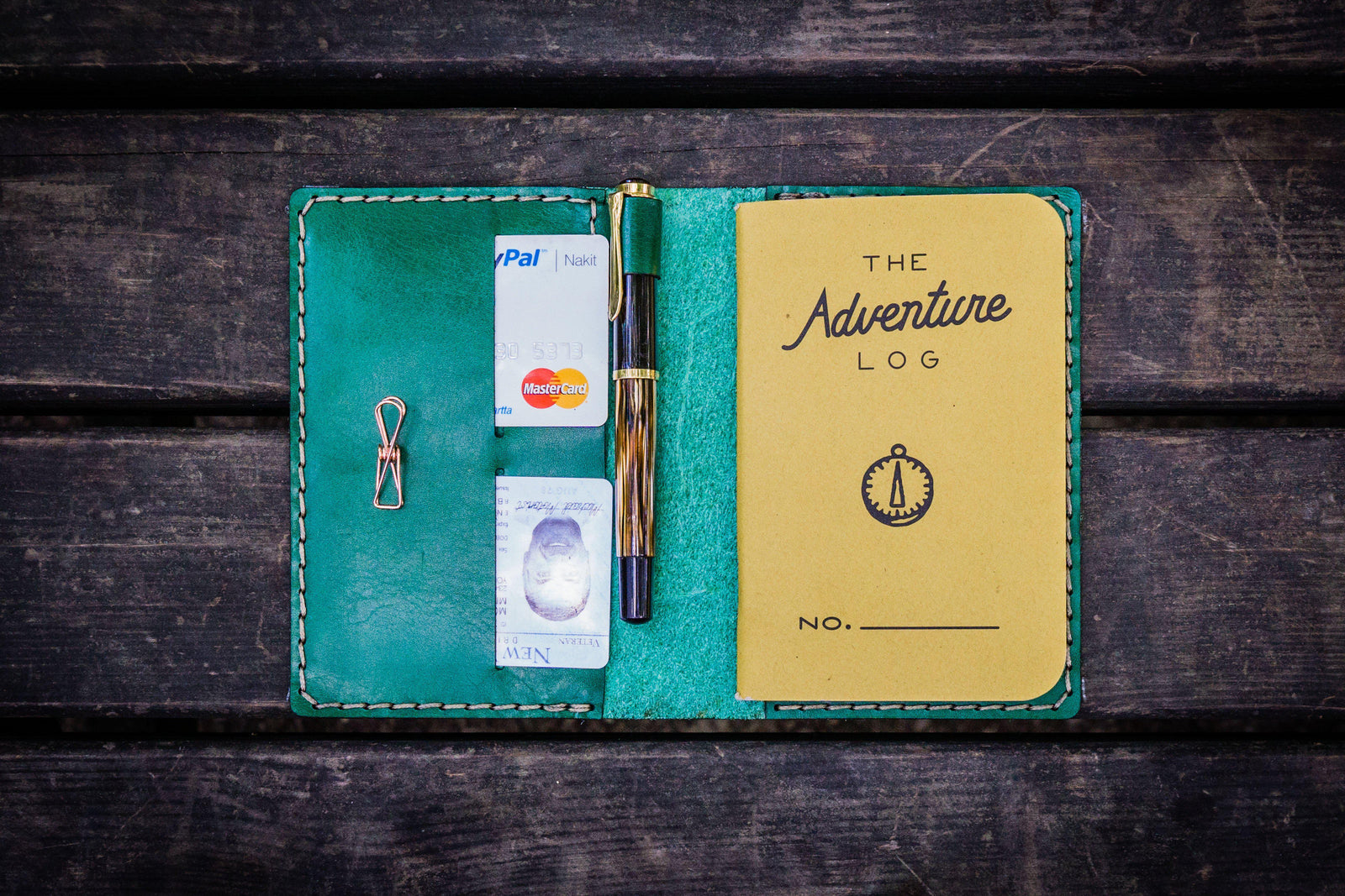 No.33 Personalized Leather Field Notes Cover - Green-Galen Leather