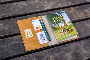 No.33 Personalized Leather Field Notes Cover - Natural-Galen Leather