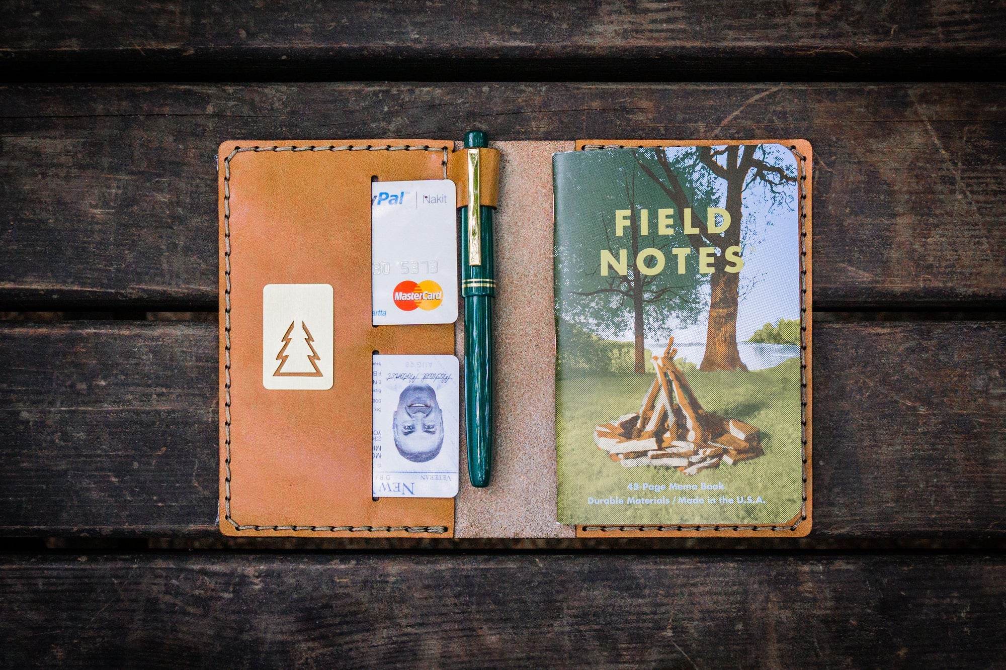 No.33 Personalized Leather Field Notes Cover - Natural-Galen Leather