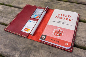 No.33 Personalized Leather Field Notes Cover - Red 1-Galen Leather