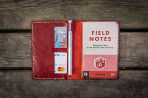 No.33 Personalized Leather Field Notes Cover - Red 1-Galen Leather