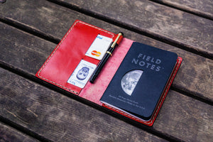 No.33 Personalized Leather Field Notes Cover - Red 2-Galen Leather