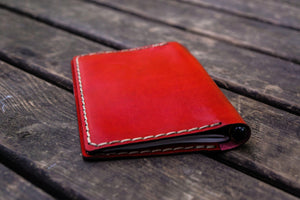 No.33 Personalized Leather Field Notes Cover - Red 2-Galen Leather