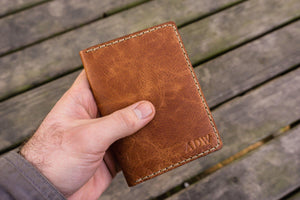 No.33 Personalized Leather Field Notes Cover - Rustic Brown-Galen Leather