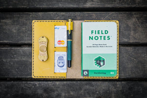 No.33 Personalized Leather Field Notes Cover - Yellow-Galen Leather