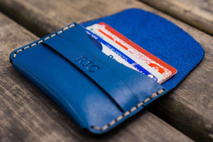 No.36 Personalized Basic Flap Handmade Leather Wallet - Blue-Galen Leather