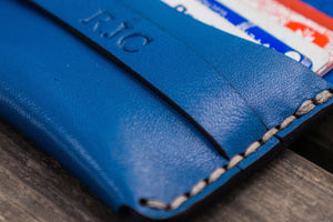 No.36 Personalized Basic Flap Handmade Leather Wallet - Blue-Galen Leather