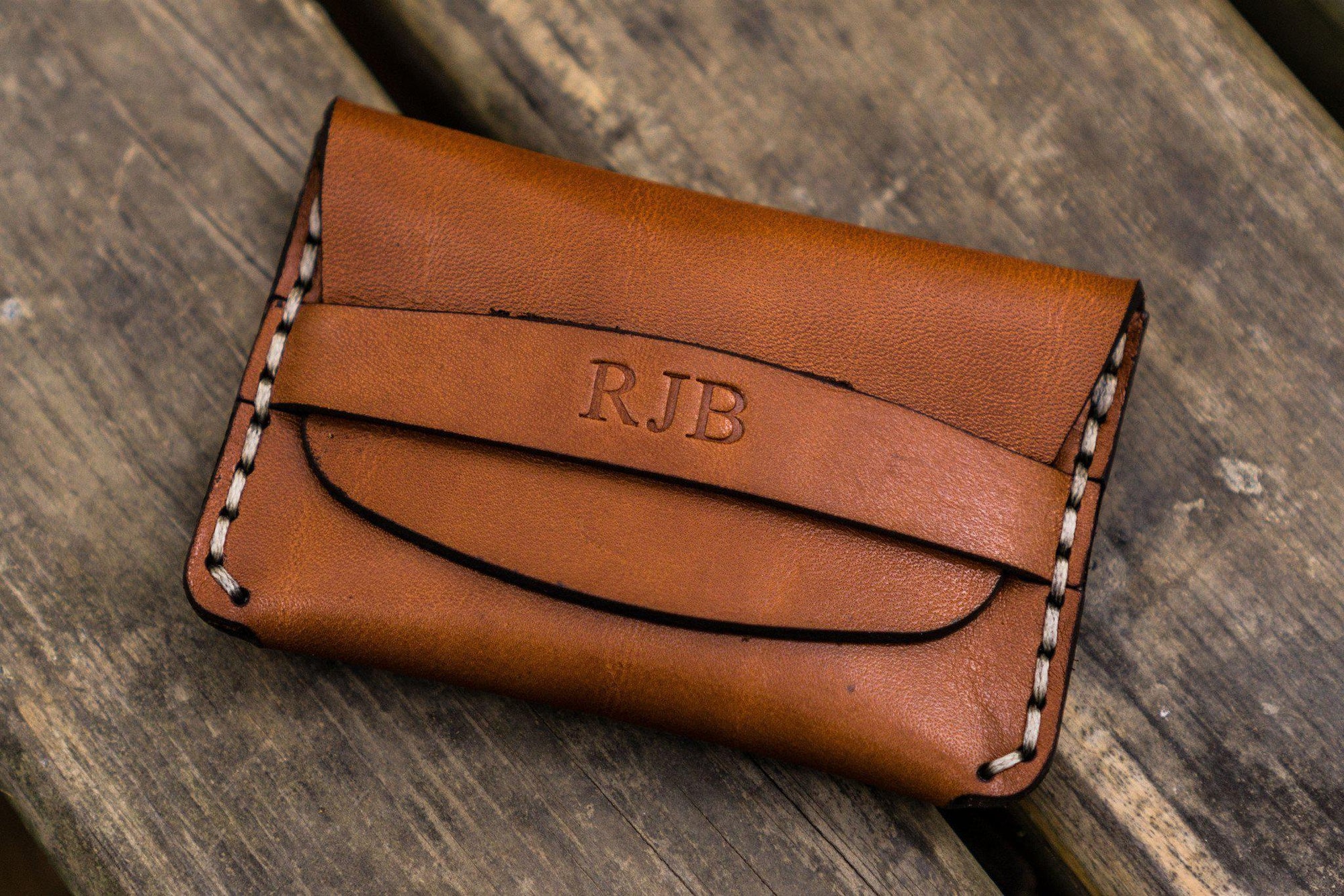 Personalized Basic Leather Wallet/Card Holder- Brown - Galen Leather Personalized Basic Leather Wallet/Card Holder- Brown - Galen Leather