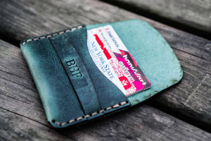 No.36 Personalized Basic Flap Handmade Leather Wallet - Crazy Horse Forest Green-Galen Leather