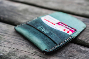 No.36 Personalized Basic Flap Handmade Leather Wallet - Crazy Horse Forest Green-Galen Leather