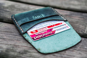 No.36 Personalized Basic Flap Handmade Leather Wallet - Crazy Horse Forest Green-Galen Leather