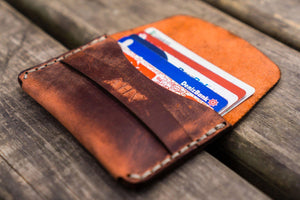 No.36 Personalized Basic Flap Handmade Leather Wallet - Crazy Horse Orange-Galen Leather