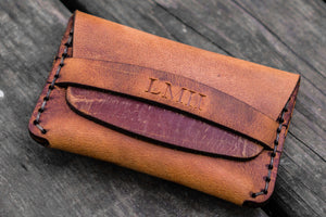No.36 Personalized Basic Flap Handmade Leather Wallet - Crazy Horse Tan-Galen Leather