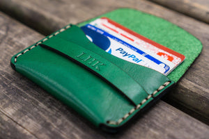 No.36 Personalized Basic Flap Handmade Leather Wallet - Green-Galen Leather