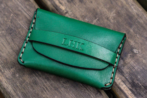 No.36 Personalized Basic Flap Handmade Leather Wallet - Green-Galen Leather