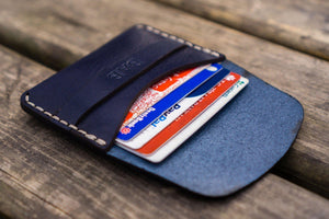 No.36 Personalized Basic Flap Handmade Leather Wallet - Navy Blue-Galen Leather