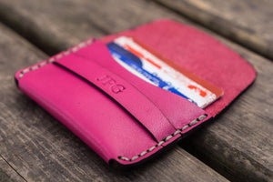 No.36 Personalized Basic Flap Handmade Leather Wallet - Pink-Galen Leather
