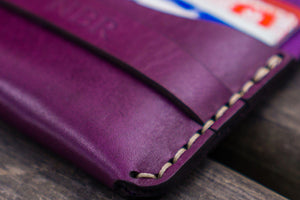 No.36 Personalized Basic Flap Handmade Leather Wallet - Purple-Galen Leather
