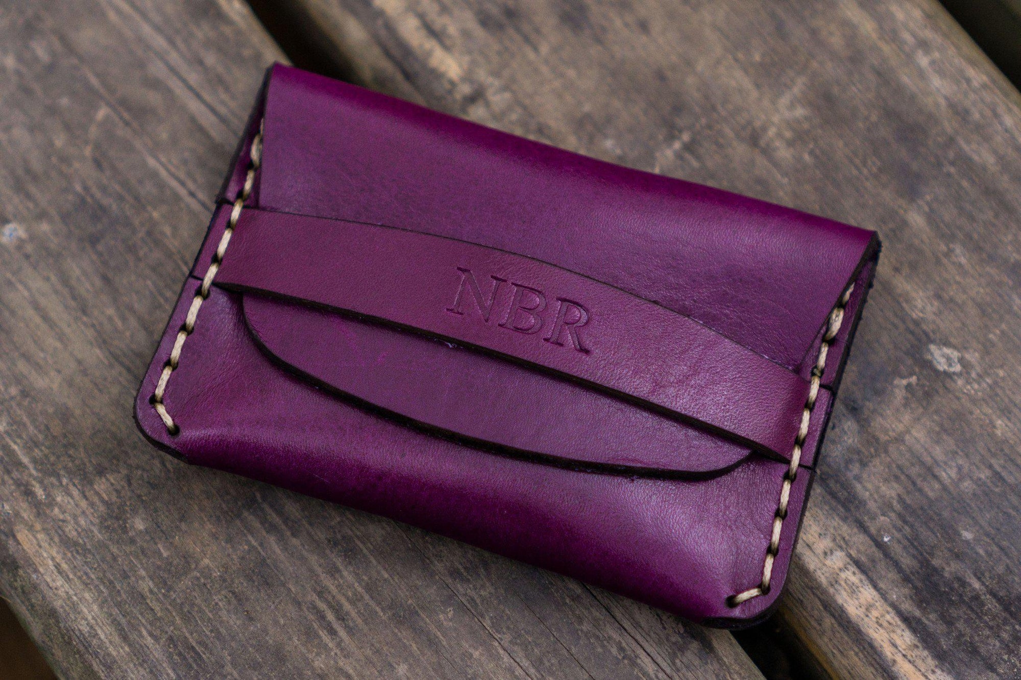 No.36 Personalized Basic Flap Handmade Leather Wallet - Purple-Galen Leather