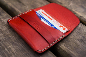 No.36 Personalized Basic Flap Handmade Leather Wallet - Red-Galen Leather