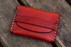 No.36 Personalized Basic Flap Handmade Leather Wallet - Red-Galen Leather