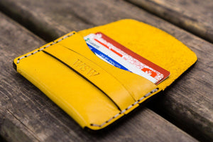 No.36 Personalized Basic Flap Handmade Leather Wallet - Yellow-Galen Leather