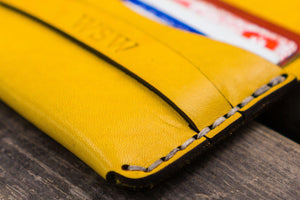 No.36 Personalized Basic Flap Handmade Leather Wallet - Yellow-Galen Leather