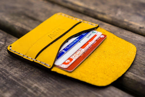 No.36 Personalized Basic Flap Handmade Leather Wallet - Yellow-Galen Leather