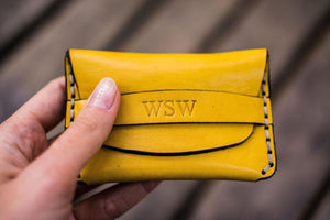 No.36 Personalized Basic Flap Handmade Leather Wallet - Yellow-Galen Leather