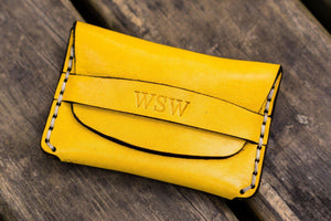 No.36 Personalized Basic Flap Handmade Leather Wallet - Yellow-Galen Leather