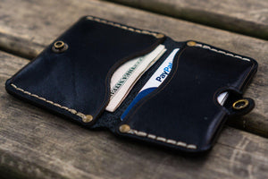 No.38 Personalized Minimalist Hanmade Leather Wallet - Black-Galen Leather