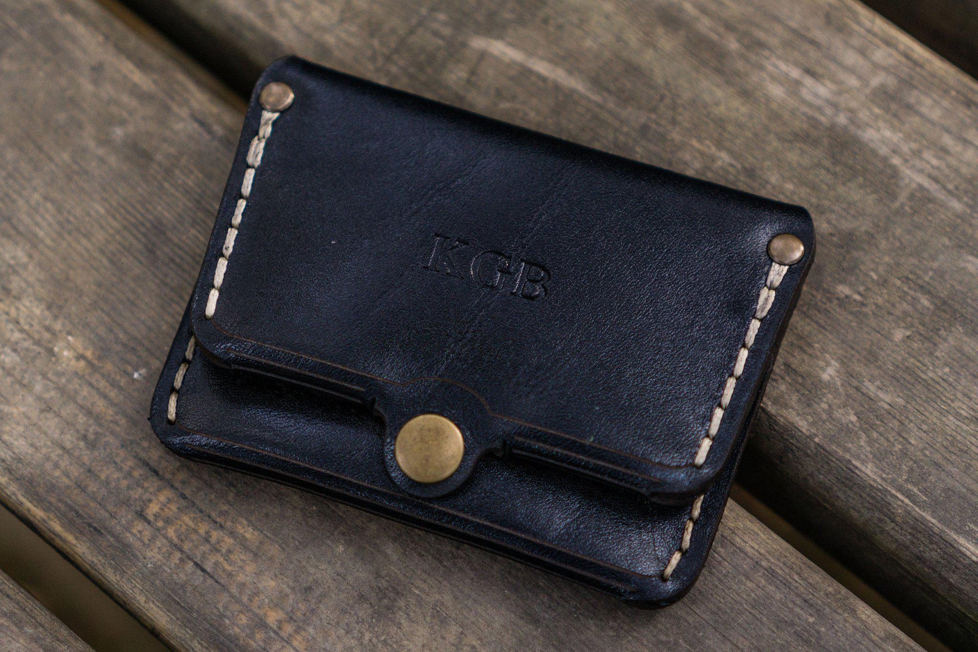 No.38 Personalized Minimalist Hanmade Leather Wallet - Black-Galen Leather