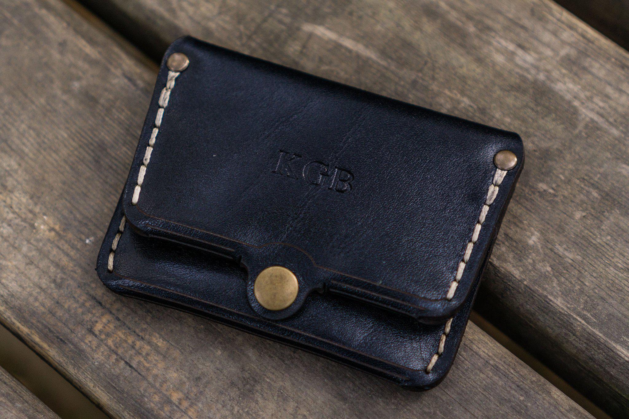 No.38 Personalized Minimalist Hanmade Leather Wallet - Black